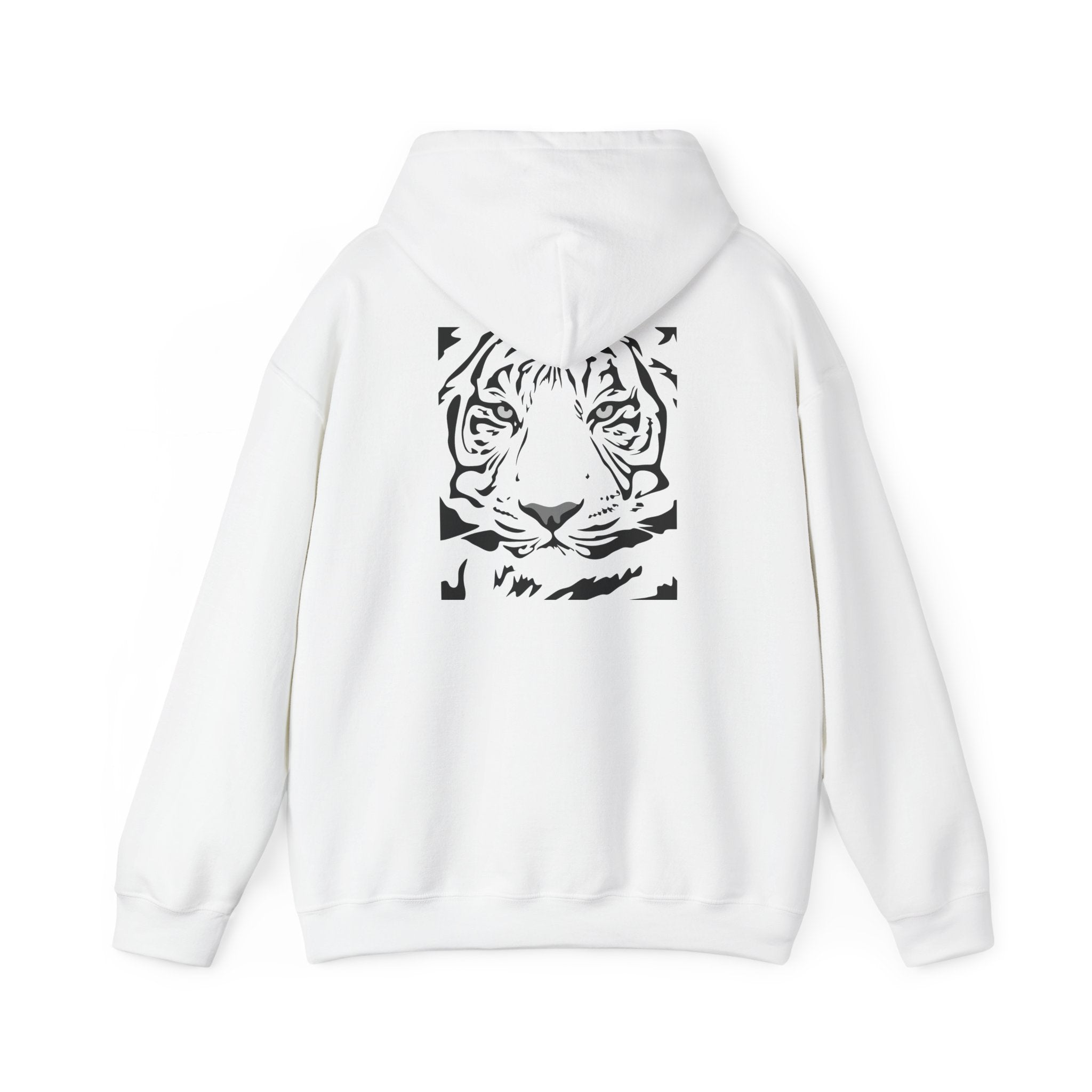 Tiger Kanji Hoodie — Minimalist Front Script & Bold Back Tiger Graphic