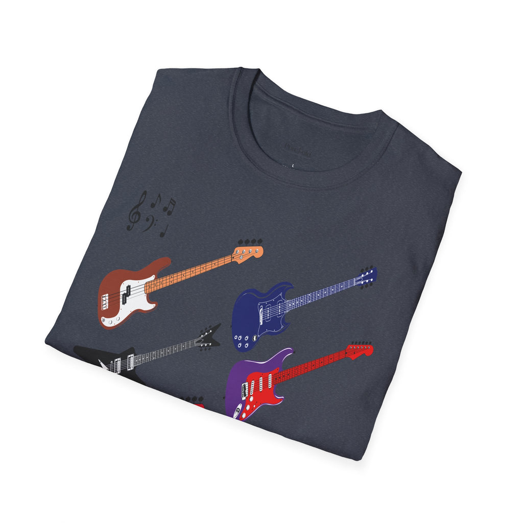Electric Guitar Lineup T-Shirt — Colorful Rock Guitar Graphic Tee