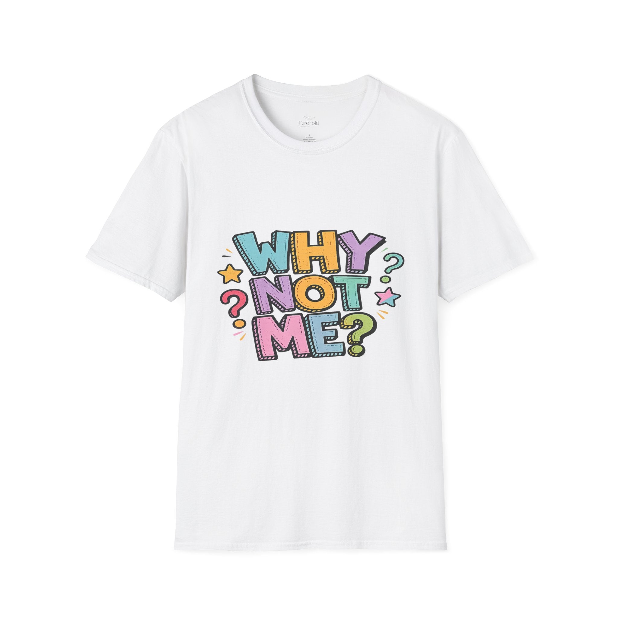 Why Not Me? T-Shirt | Error 404 Back Graphic, Cute Retro Question Mark Design