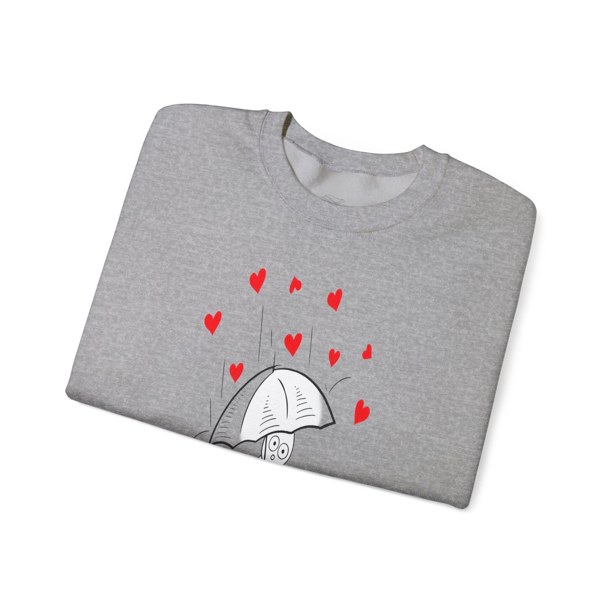 Love-Resistant (Maybe) Crewneck Sweatshirt — Cute Umbrella & Hearts Graphic