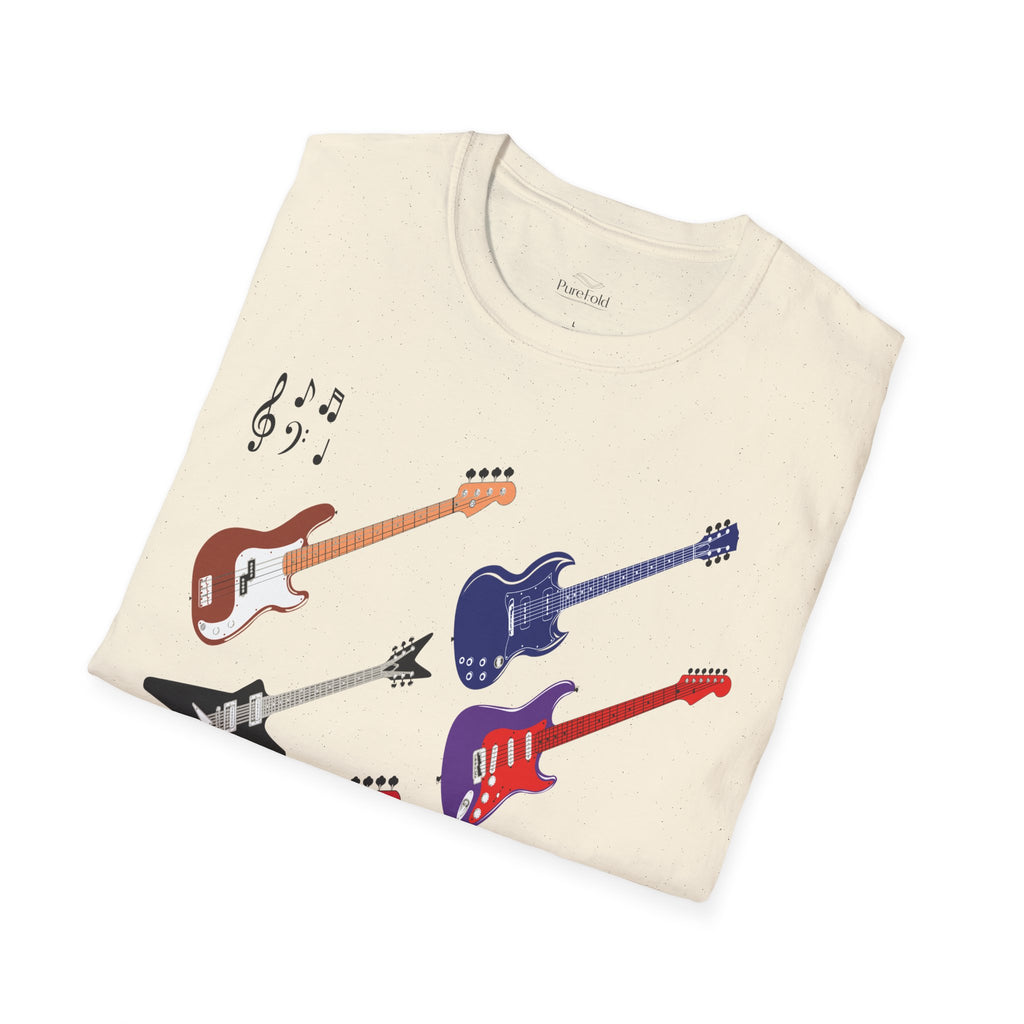 Electric Guitar Lineup T-Shirt — Colorful Rock Guitar Graphic Tee