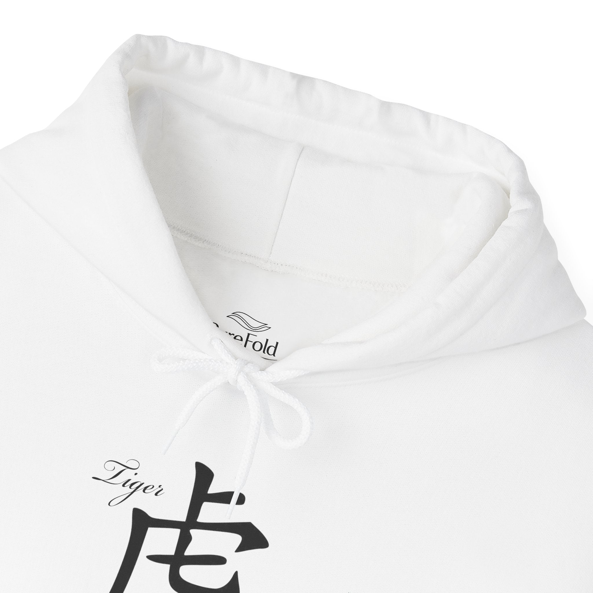 Tiger Kanji Hoodie — Minimalist Front Script & Bold Back Tiger Graphic