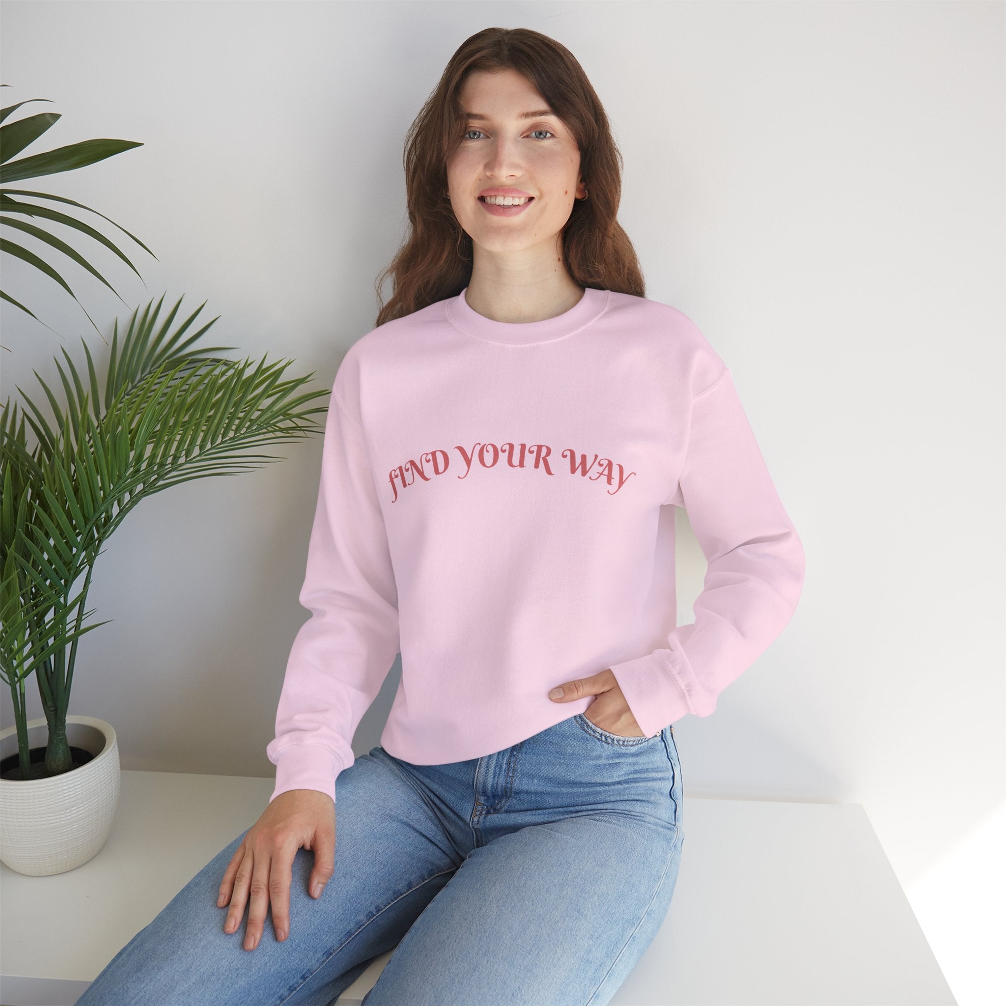Crewneck Sweatshirt — “Find Your Way” Cute Doll Graphic Back Print