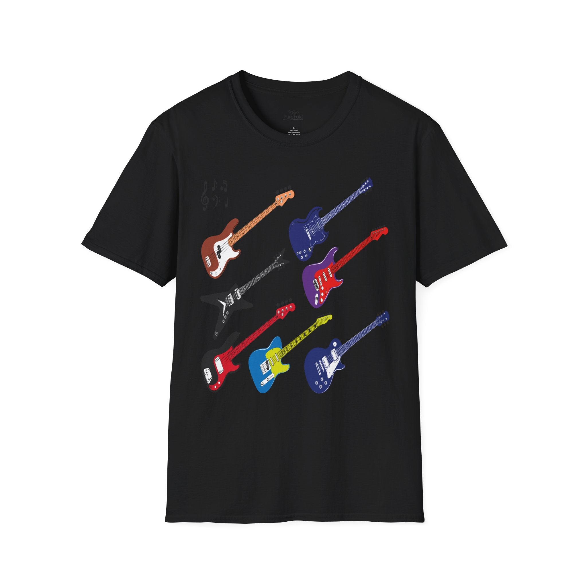 Electric Guitar Lineup T-Shirt — Colorful Rock Guitar Graphic Tee