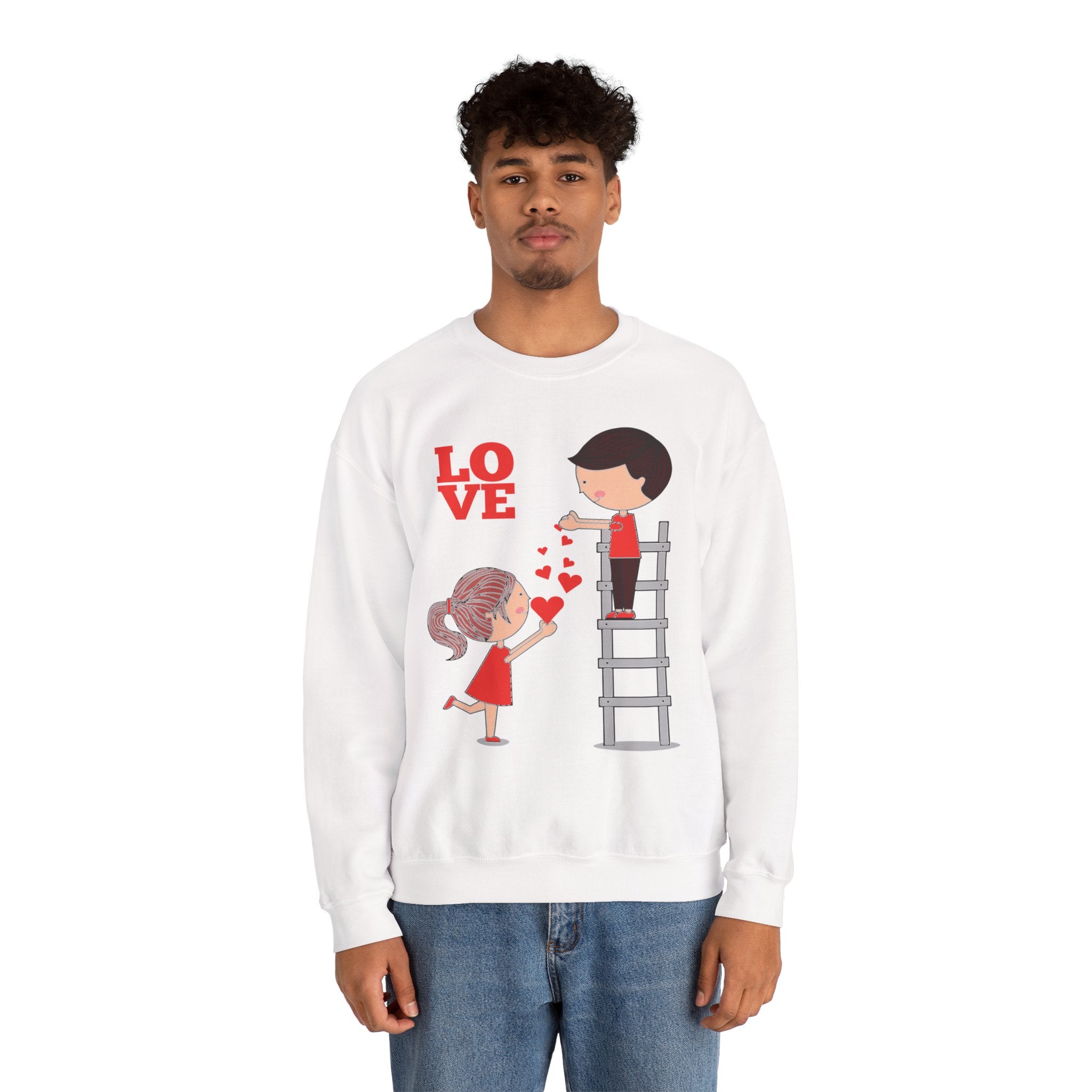 Love Ladder Crewneck Sweatshirt — Cute Couple Valentine Graphic