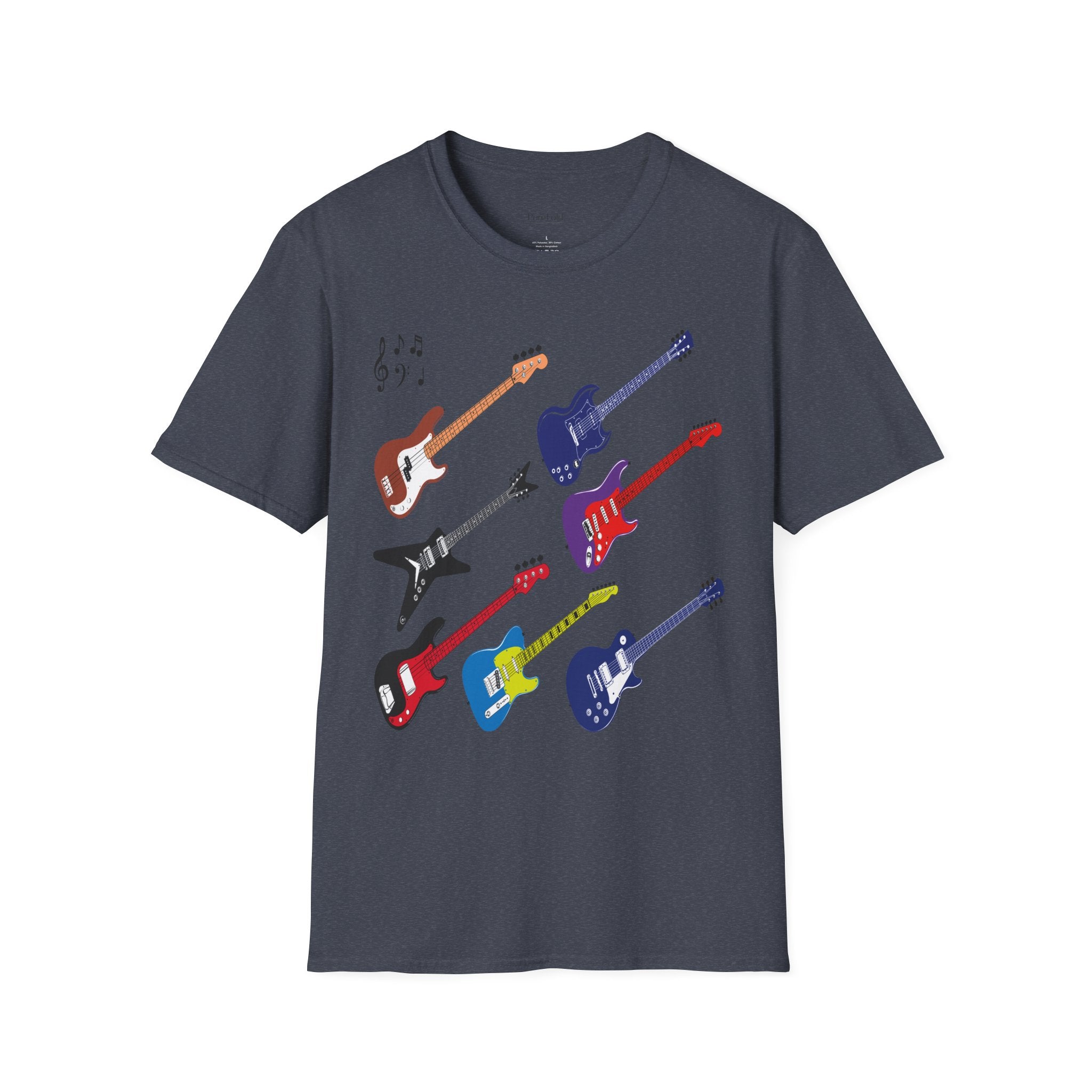 Electric Guitar Lineup T-Shirt — Colorful Rock Guitar Graphic Tee