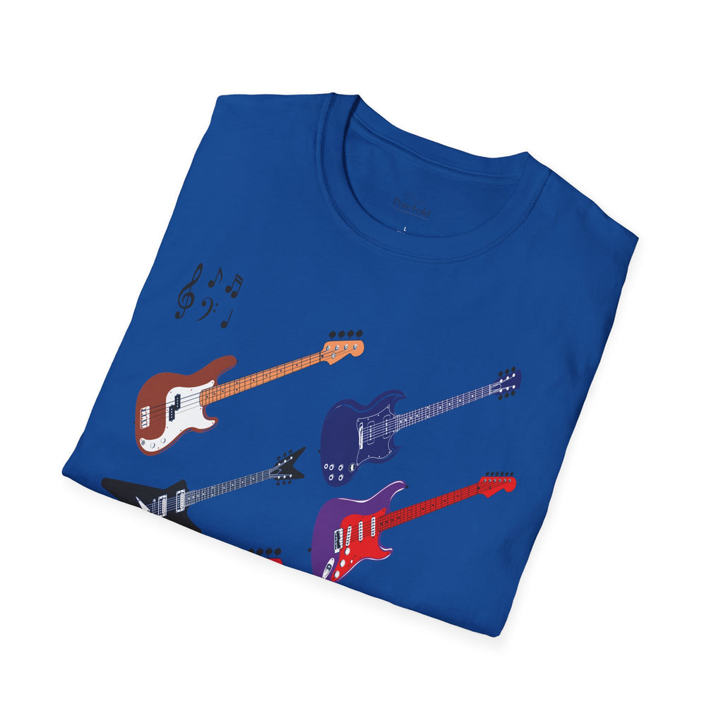 Electric Guitar Lineup T-Shirt — Colorful Rock Guitar Graphic Tee