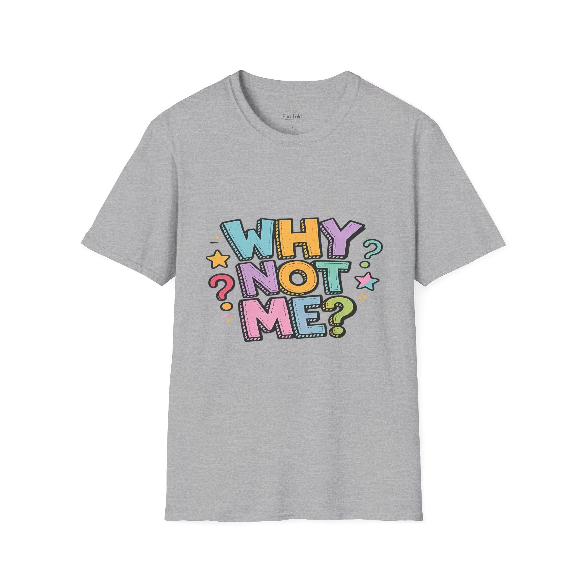 Why Not Me? T-Shirt | Error 404 Back Graphic, Cute Retro Question Mark Design