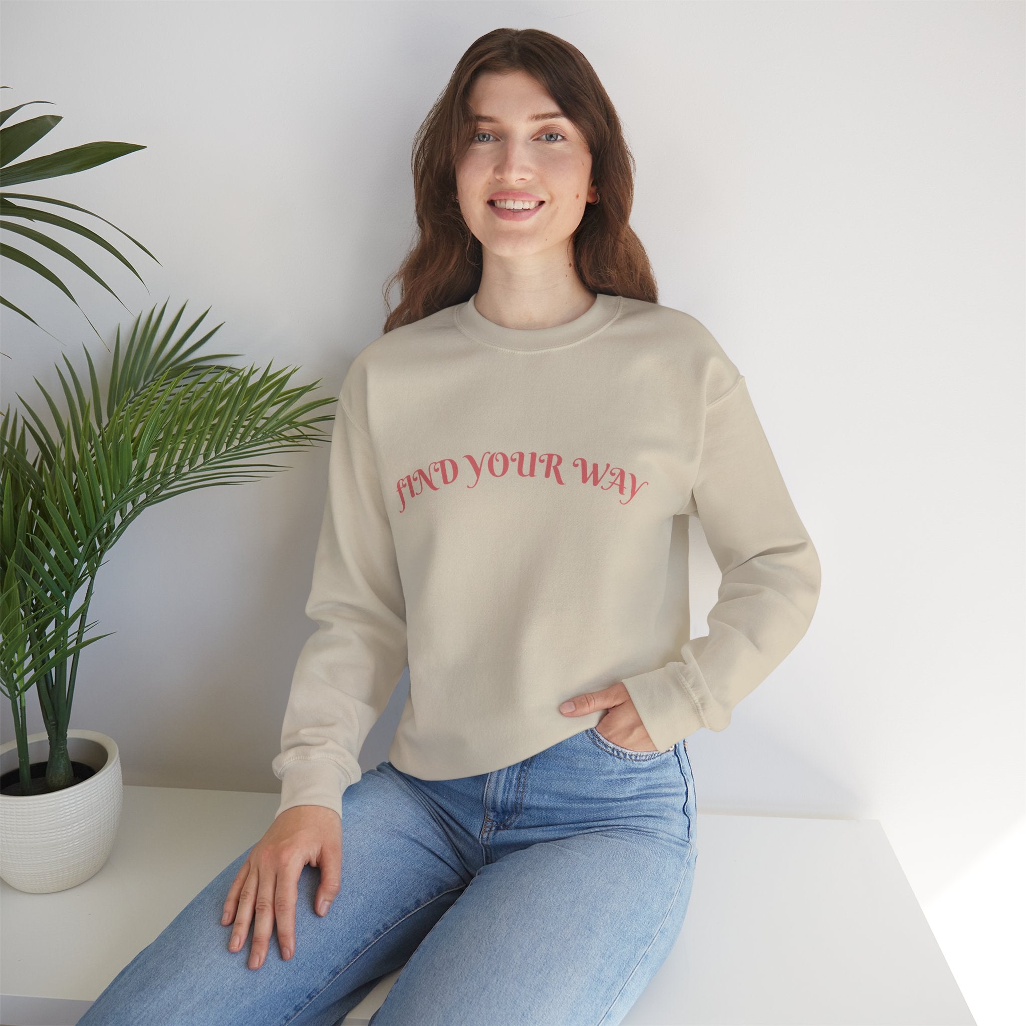 Crewneck Sweatshirt — “Find Your Way” Cute Doll Graphic Back Print