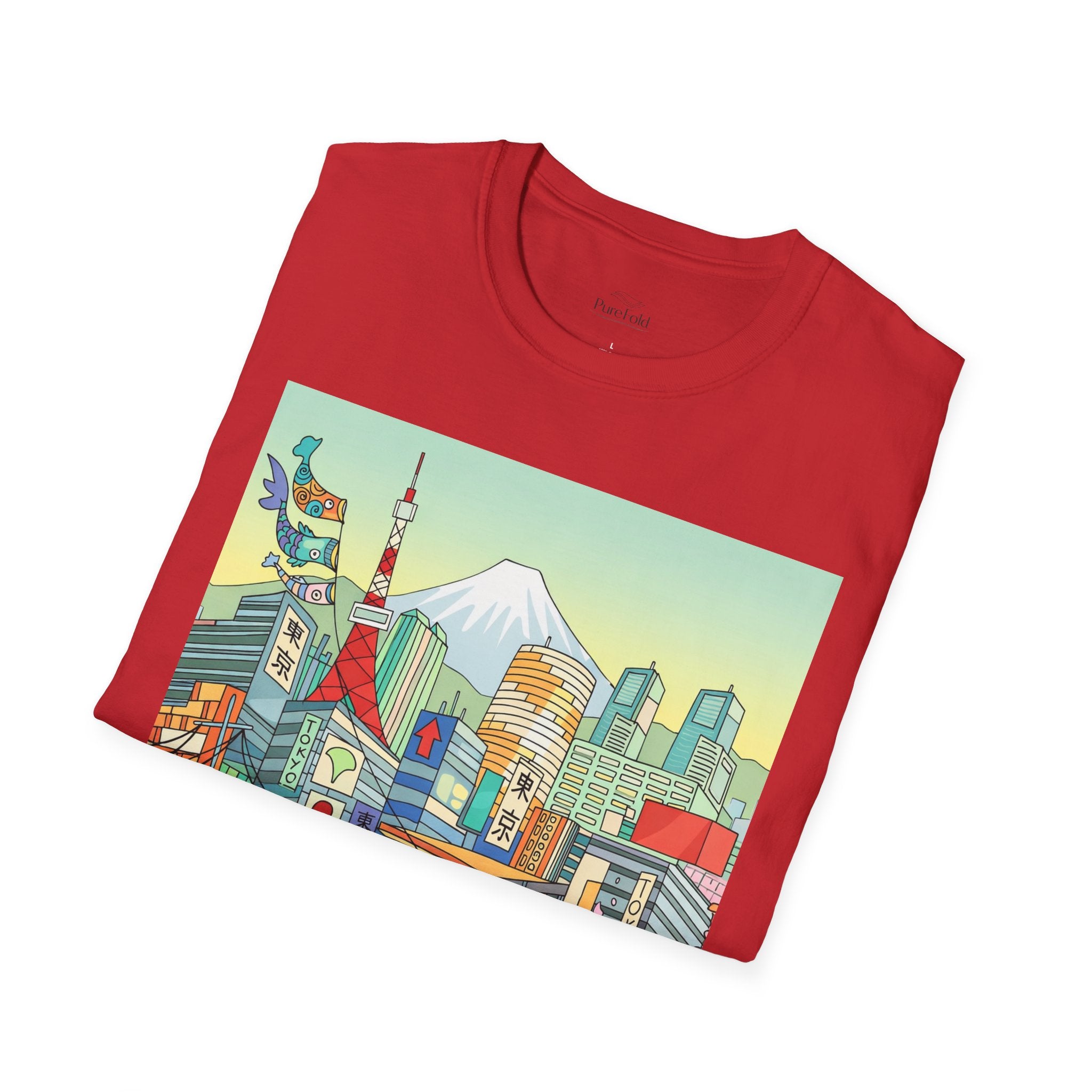 Tokyo Cityscape Illustration T-Shirt | Mount Fuji, Cherry Blossoms, Tokyo Tower