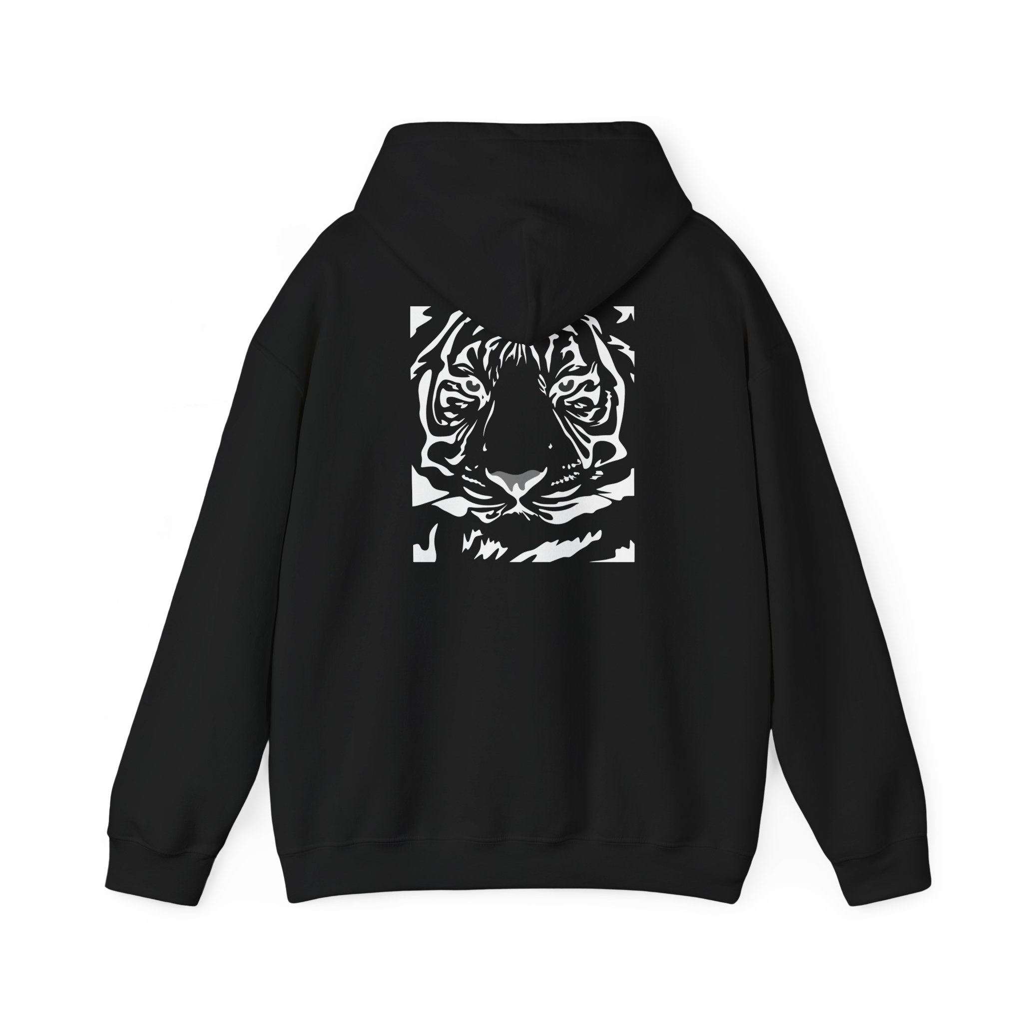 Tiger Kanji Hoodie — Bold Monochrome Tiger Face Pullover