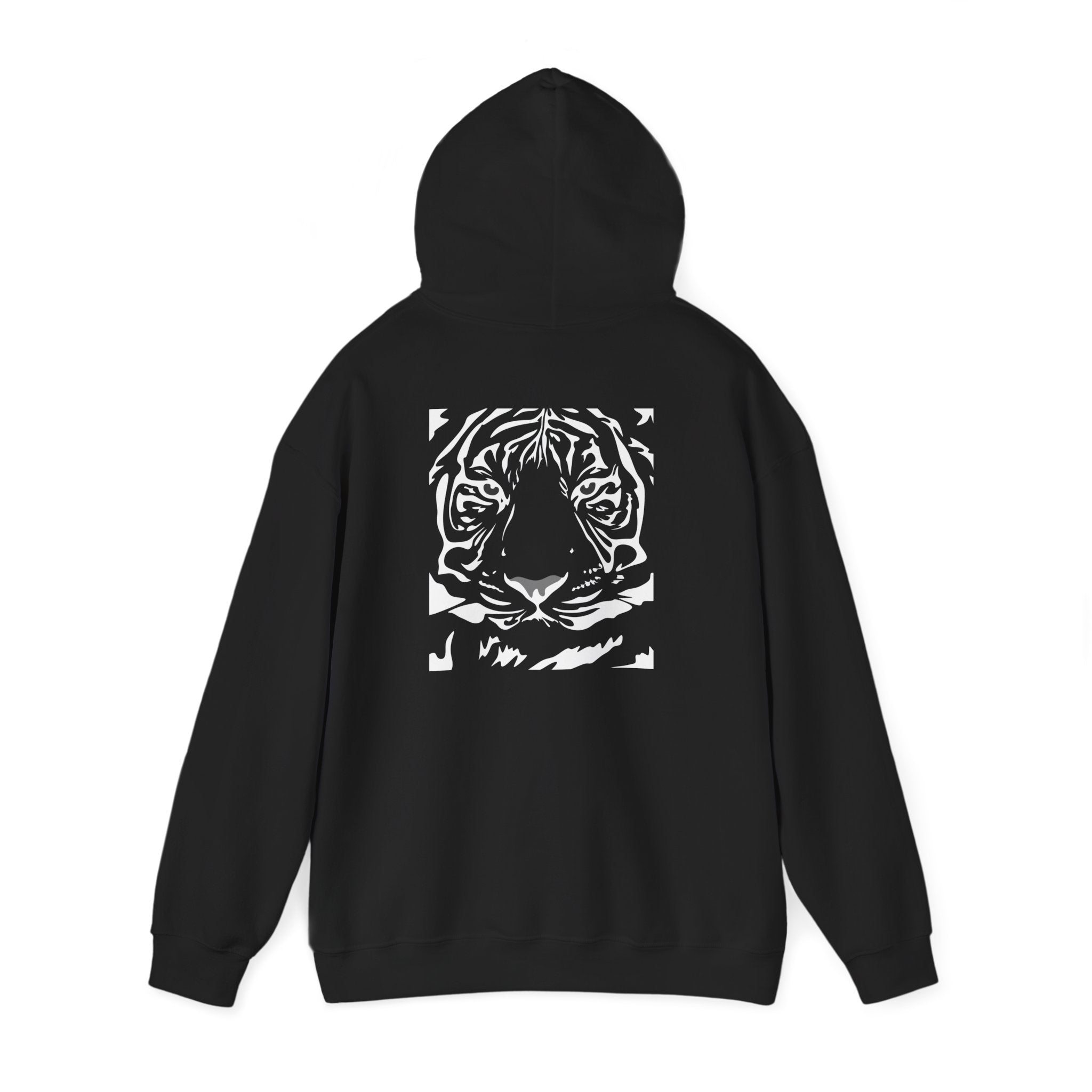 Tiger Kanji Hoodie — Bold Monochrome Tiger Face Pullover