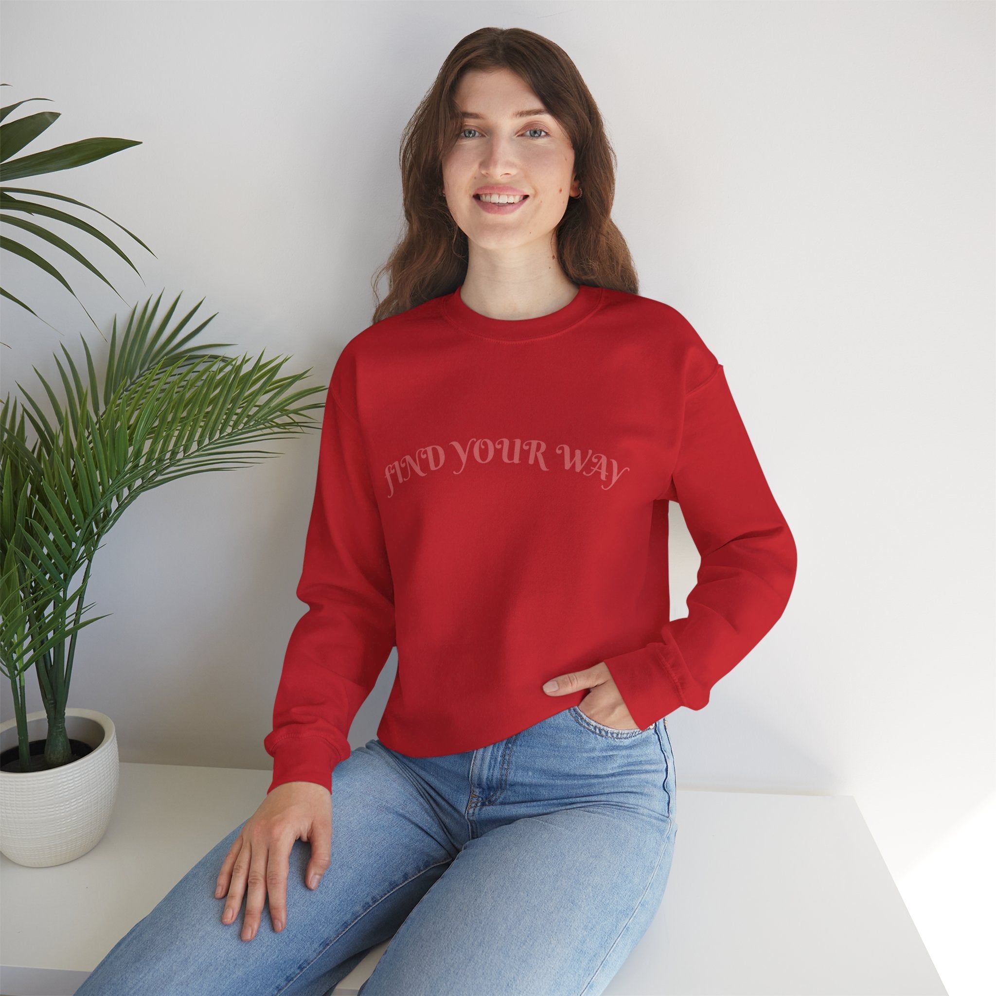 Crewneck Sweatshirt — “Find Your Way” Cute Doll Graphic Back Print