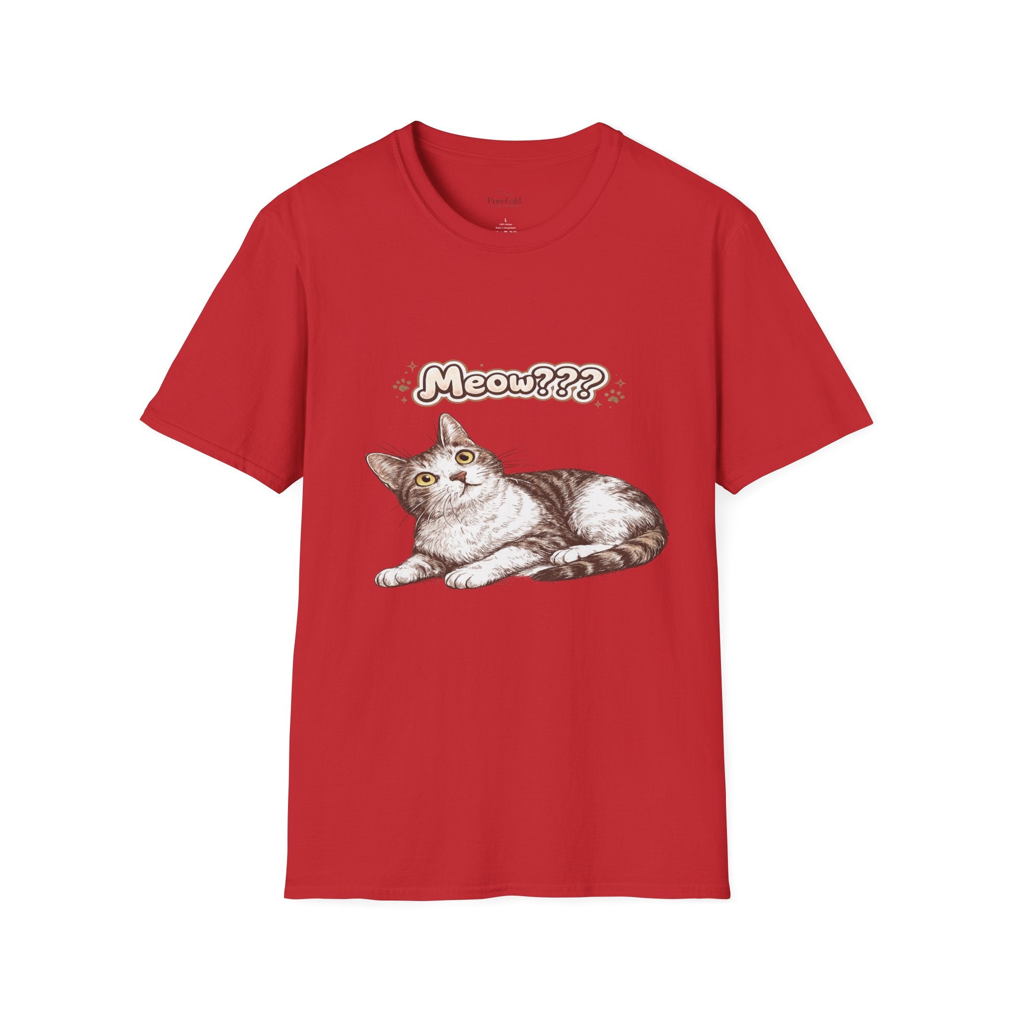 Curious Tabby Cat Meow Tee | Cat Illustration T-Shirt
