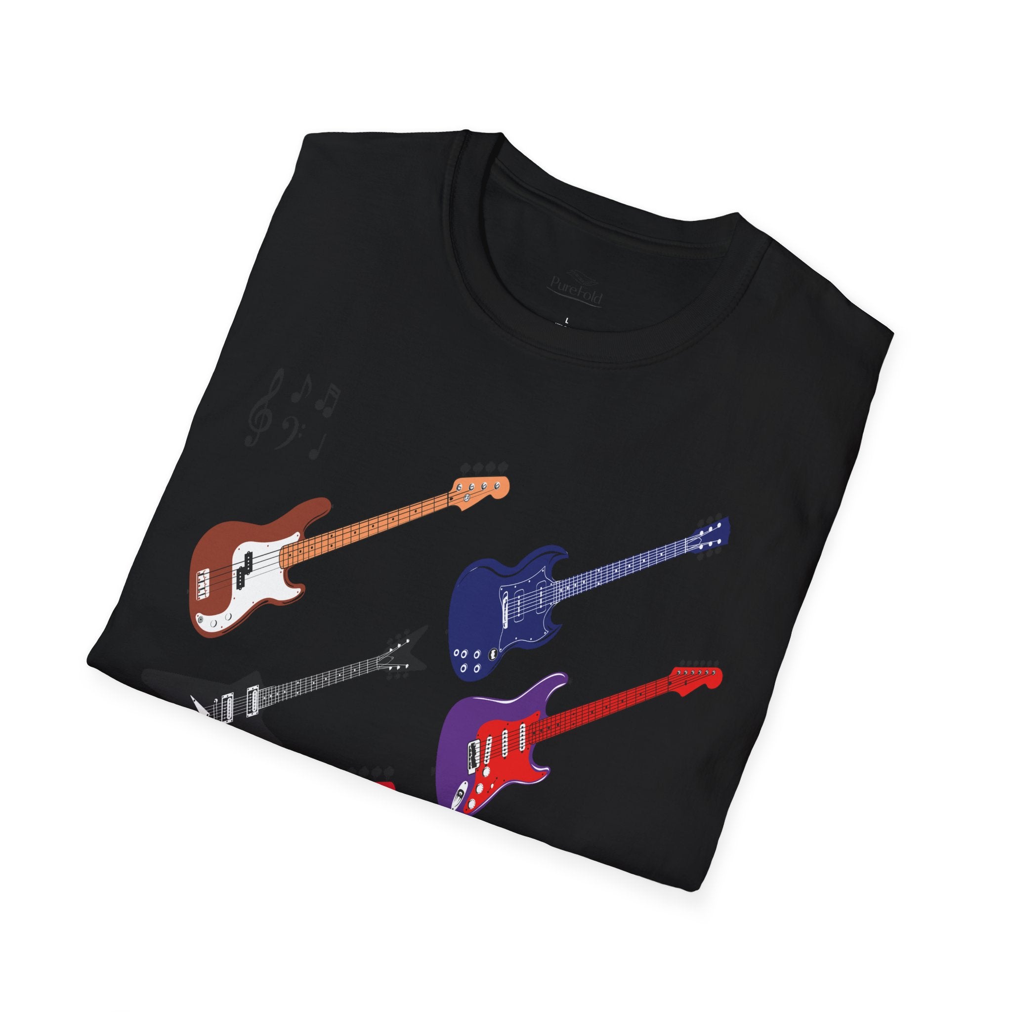 Electric Guitar Lineup T-Shirt — Colorful Rock Guitar Graphic Tee