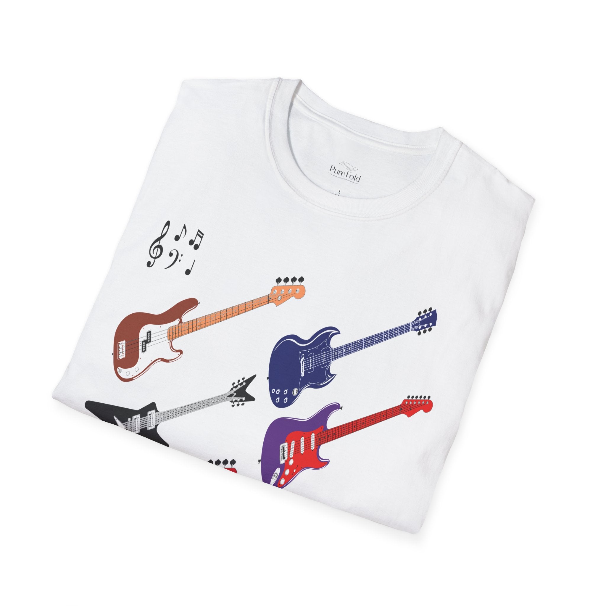 Electric Guitar Lineup T-Shirt — Colorful Rock Guitar Graphic Tee