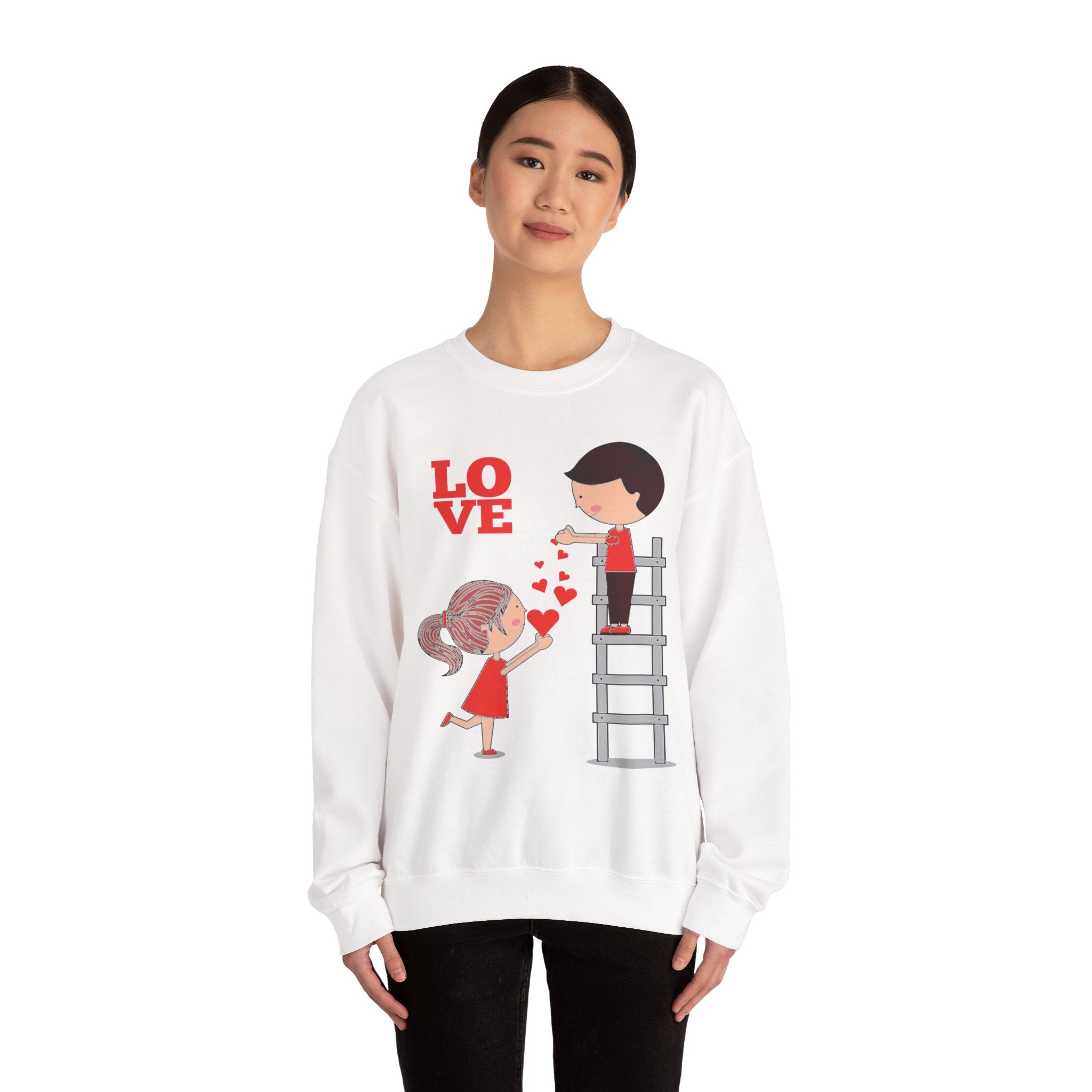 Love Ladder Crewneck Sweatshirt — Cute Couple Valentine Graphic