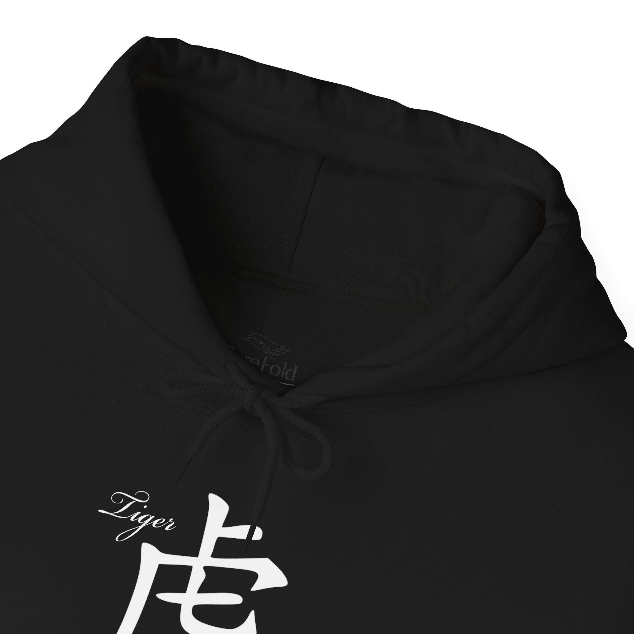 Tiger Kanji Hoodie — Bold Monochrome Tiger Face Pullover