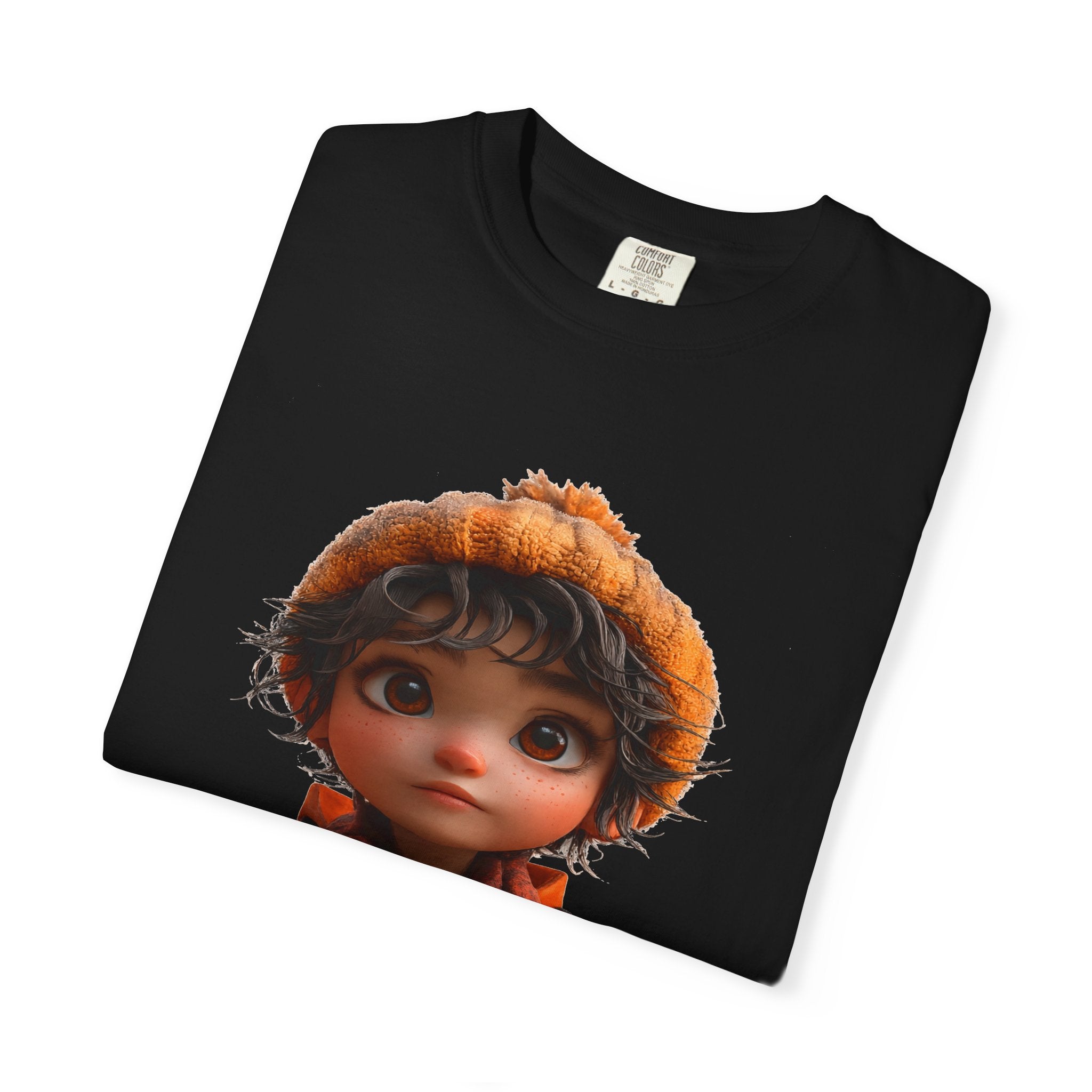 Kiddo in Orange Jacket Tee — Cute Cartoon Child Illustration T-Shirt