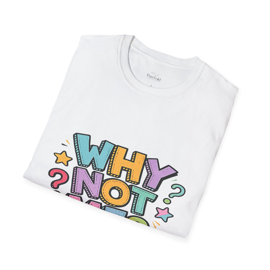 Why Not Me? T-Shirt | Error 404 Back Graphic, Cute Retro Question Mark Design