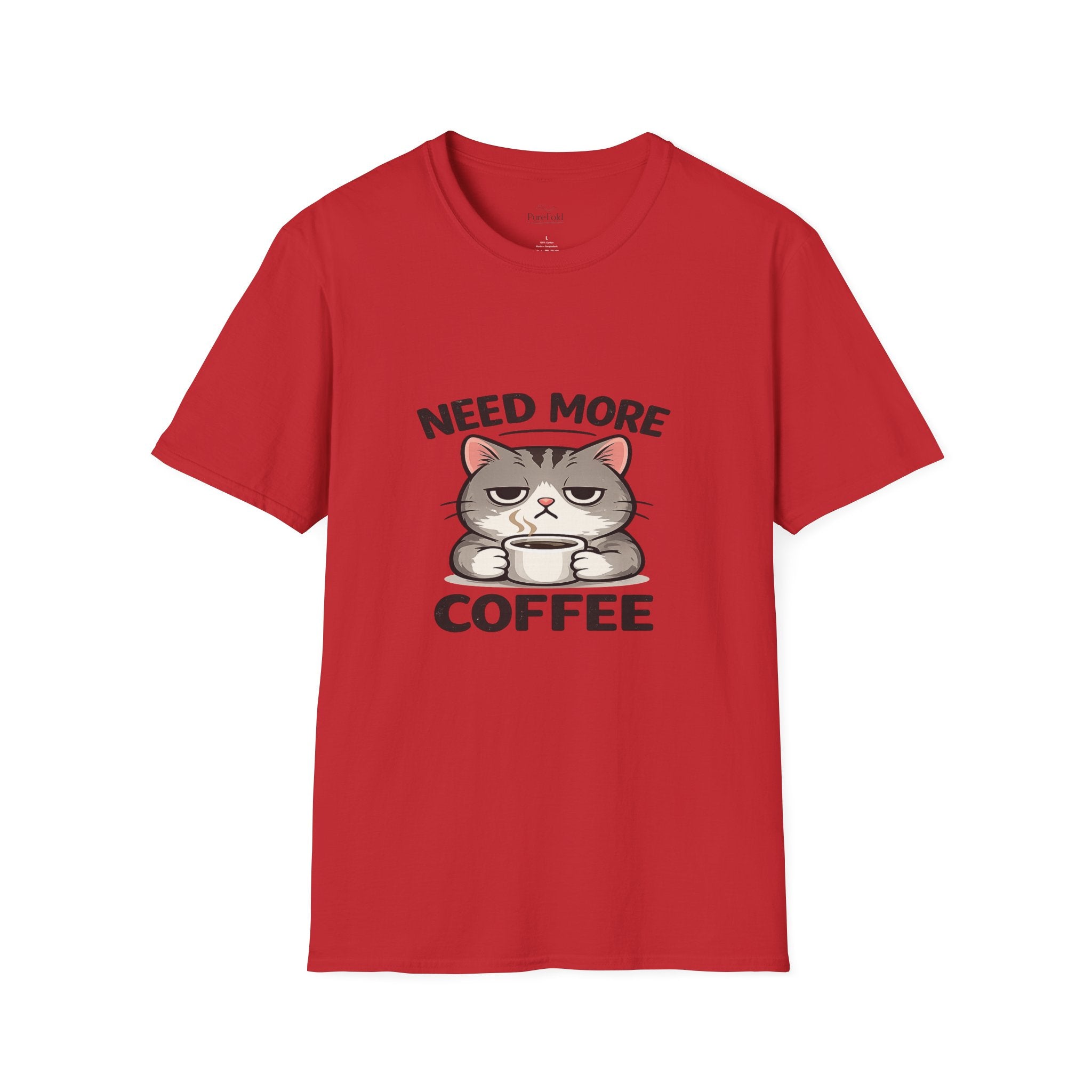 Need More Coffee cat T-Shirt | grumpy cat holding coffee