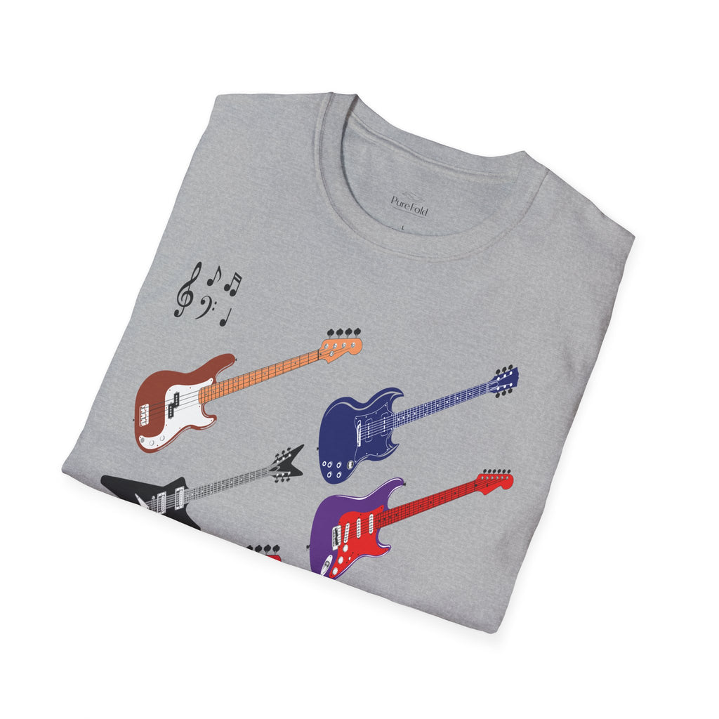 Electric Guitar Lineup T-Shirt — Colorful Rock Guitar Graphic Tee