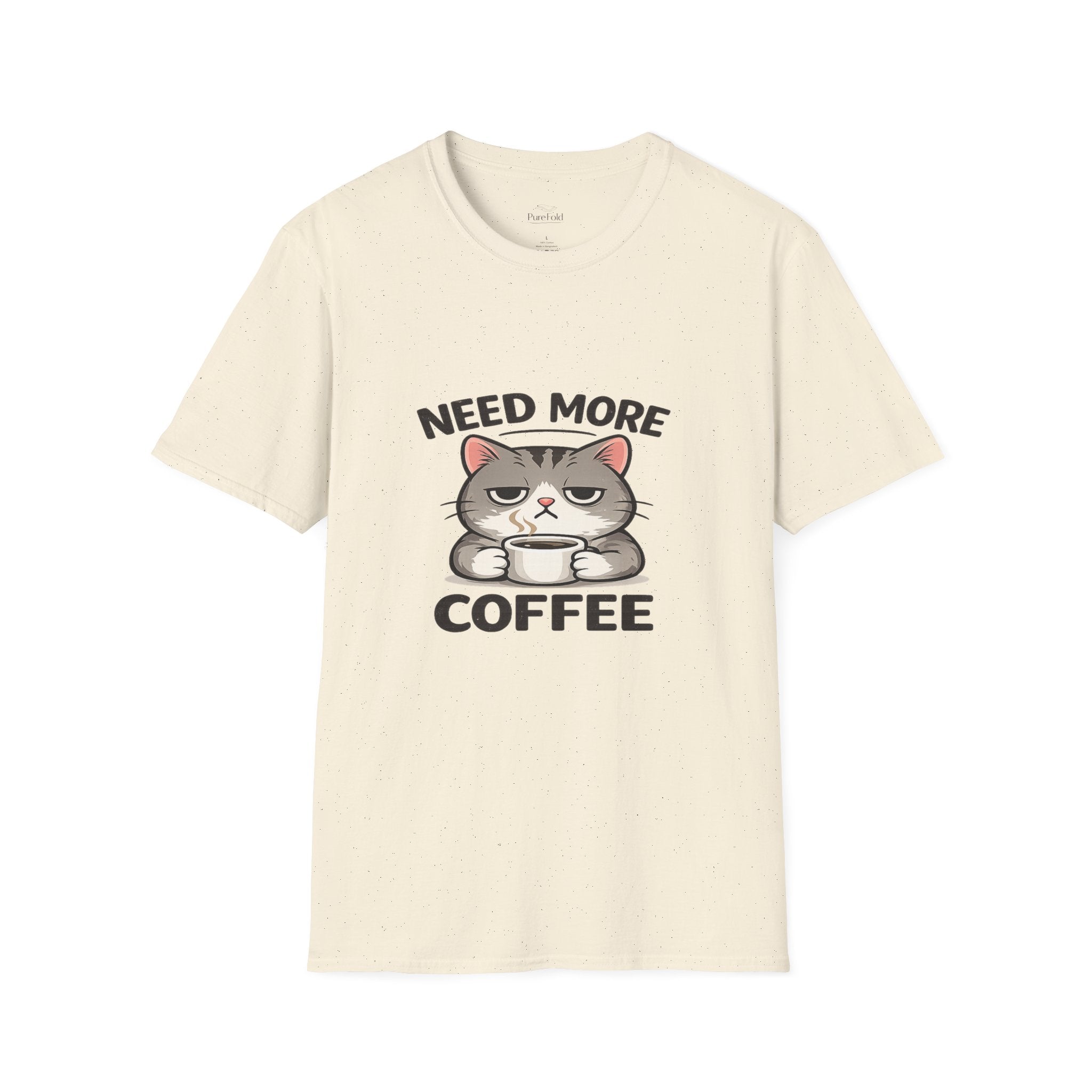 Need More Coffee cat T-Shirt | grumpy cat holding coffee