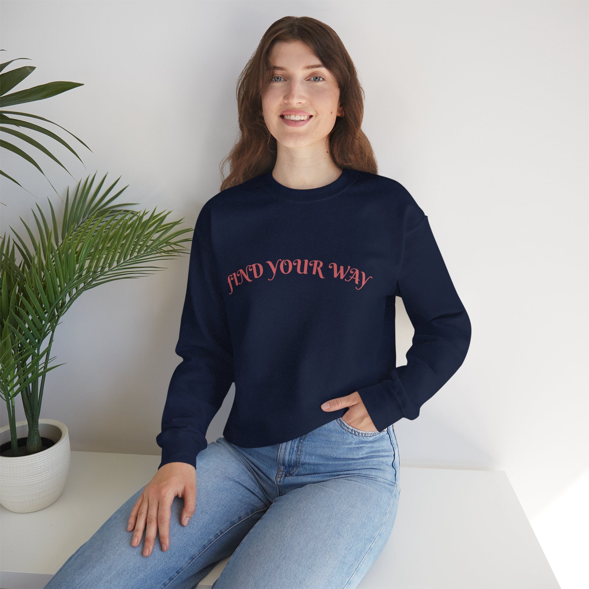 Crewneck Sweatshirt — “Find Your Way” Cute Doll Graphic Back Print