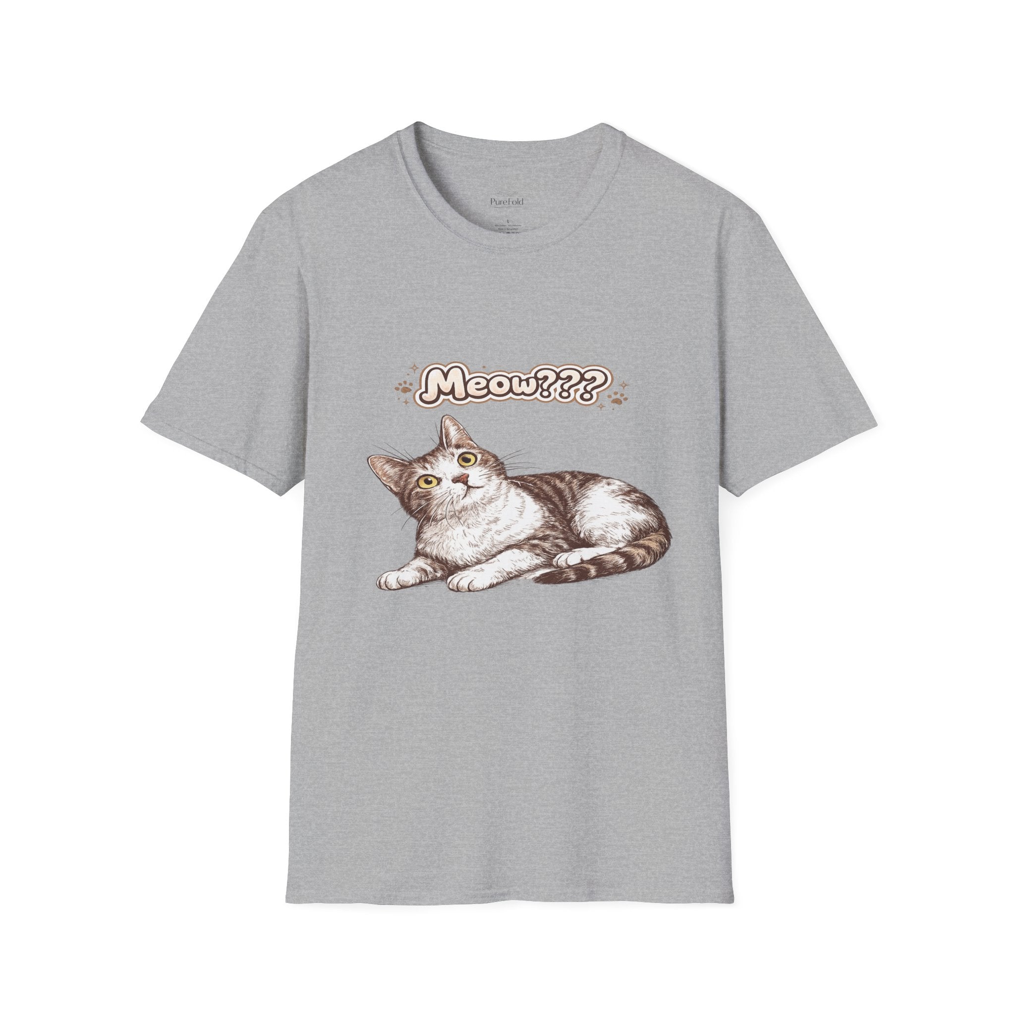 Curious Tabby Cat Meow Tee | Cat Illustration T-Shirt