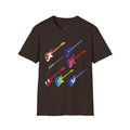 Electric Guitar Lineup T-Shirt — Colorful Rock Guitar Graphic Tee