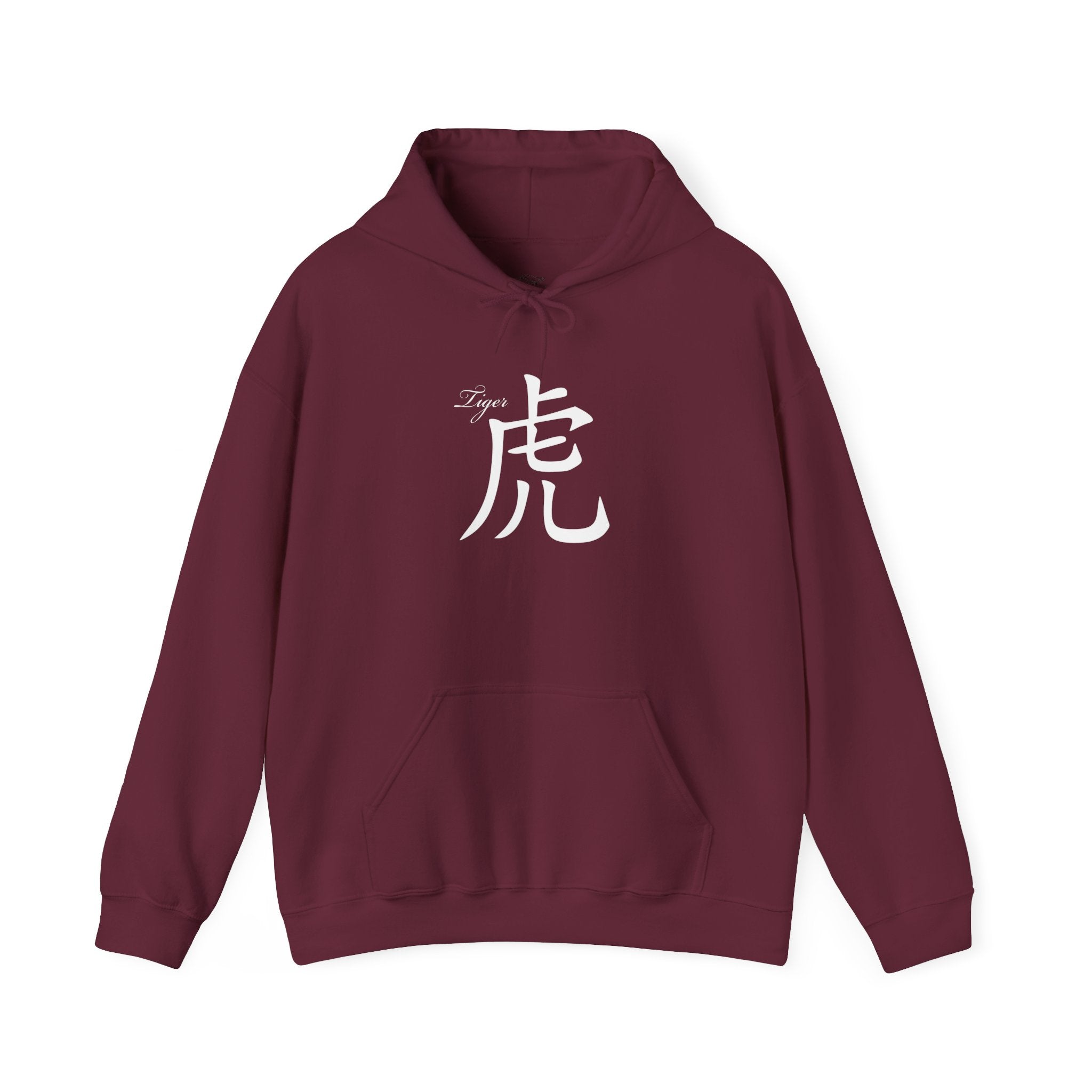 Tiger Kanji Hoodie — Bold Monochrome Tiger Face Pullover