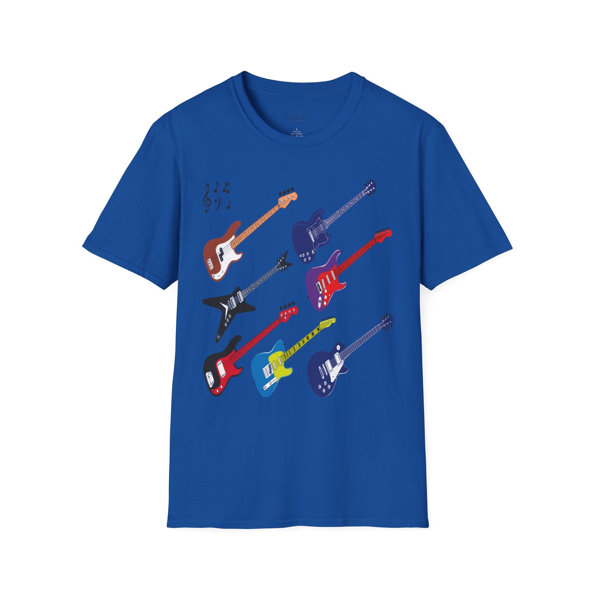 Electric Guitar Lineup T-Shirt — Colorful Rock Guitar Graphic Tee
